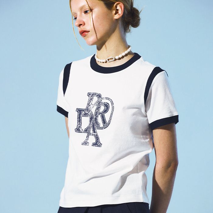 韓國PRENDA - SIDE COMBINATION PRDA TEE NAVY/WHITE